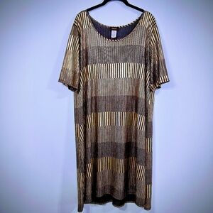 Gold And Black Dress Metallic Short Sleeve Cleopatra Midi Length Lightweight 3x